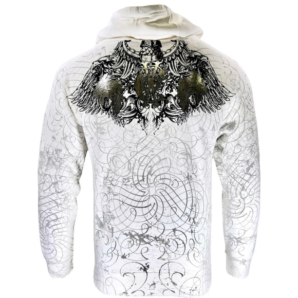 Xtreme Couture by Affliction Men's Zip Up Sweatshirt Hoodie Cast Iron Wings Bike - Picture 6 of 15